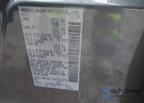 2019 Infiniti Qx60 Luxe from USA, damaged, VIN 5N1DL0MN1KC563179